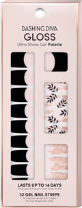 Dashing Diva Gloss Nail Strips - Touch of Gold | UV Free, Chip Resistant, Long Lasting Gel Nail Stickers | Contains 32 Nail Wraps, 1 Prep Pad, 1 Nail File