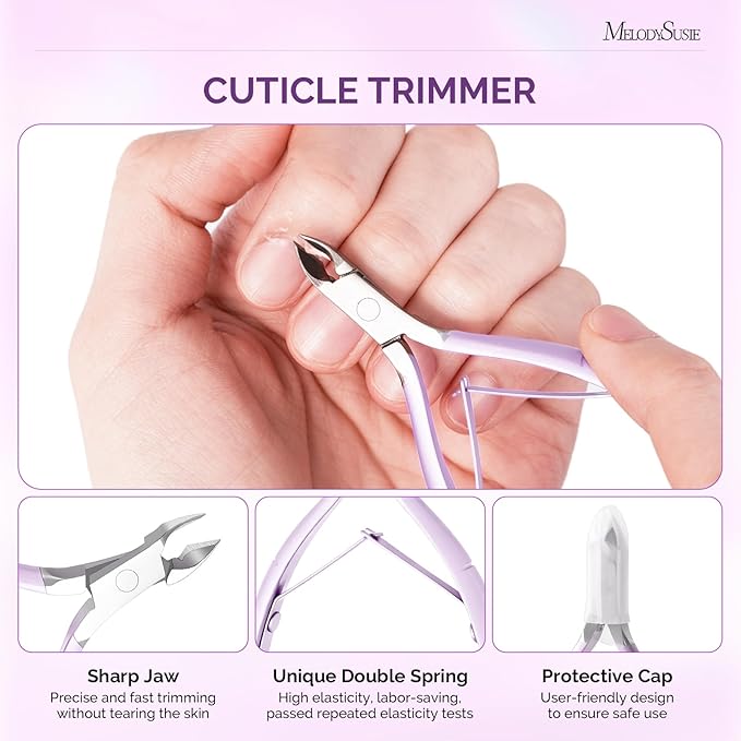 Melodysusie 4 in 1 Acrylic Nail Clippers Set, with Cuticle Trimmer and Dual-Ended Cuticle Pusher Remover, Stainless Steel Acrylic Nail Cutter Set, Pedicure Manicure Acrylic Nail Tools for Home Salon