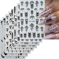 8 Sheets Black Halloween Nail Art Stickers Decals Spider Web Nails Sticker with Rhinestones Design Skeleton Blood Drop French Tip Nails Decals Self-Adhesive Butterfly Nail Art Decal Halloween Decor