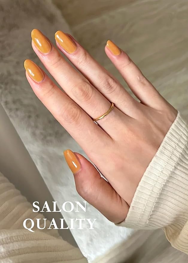 Semi Cured Gel Nail Strips - UV Light Gel Nail Stickers - 20 Long Lasting Salon Quality Wraps (Tropical Melon Orange)