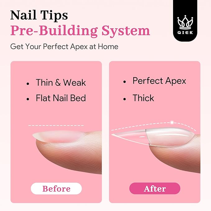 Medium Almond Pre-Building Nail Tips Kit, 15 Sizes 240 PCS Pre-shaped Apex Pink Thick Extensions Tip Soft Half Matte Press On Fake Nails Glue Gel Nail Lamp for DIY Beginners & Salon Manicure