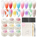 PEACECOLOR Patting Gel Polish 9 Bright Colors Pat Pat Gel Nail Polish with 100PCS Nail Sponges French Manicure Soak Off U V Set Home DIY Beauty Gift Sets