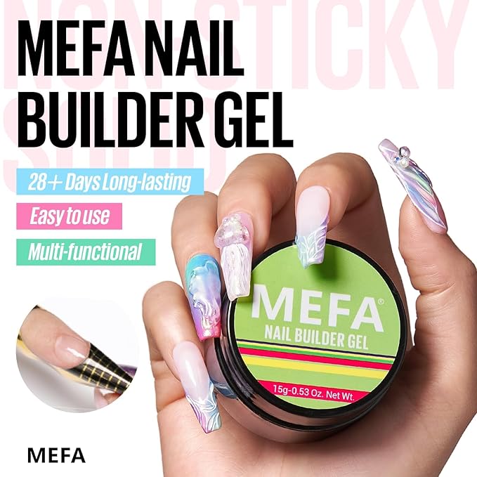 MEFA Builder Gel for Nails, Milky Rose, UV Gel for Nail Extension and Sculpting, Strengthening Nail Art Manicure UV Builder for Nail Salons, 15g