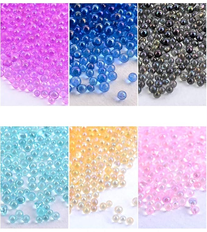 Nail Art 3D Micro Rhinestone Crystal Glass Mini Beads Manicures DIY Glitter Caviar Decoration Tips 6 Colors