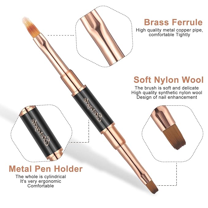 Double-Ended Acrylic Nail Art Brushes Set, Etercycle Gel Polish Nail Art Design Pen Painting Tools Nail Art Liner Brush and Nail Dotting Pen for Acrylic Application Salon at Home DIY Manicure … (black 1)