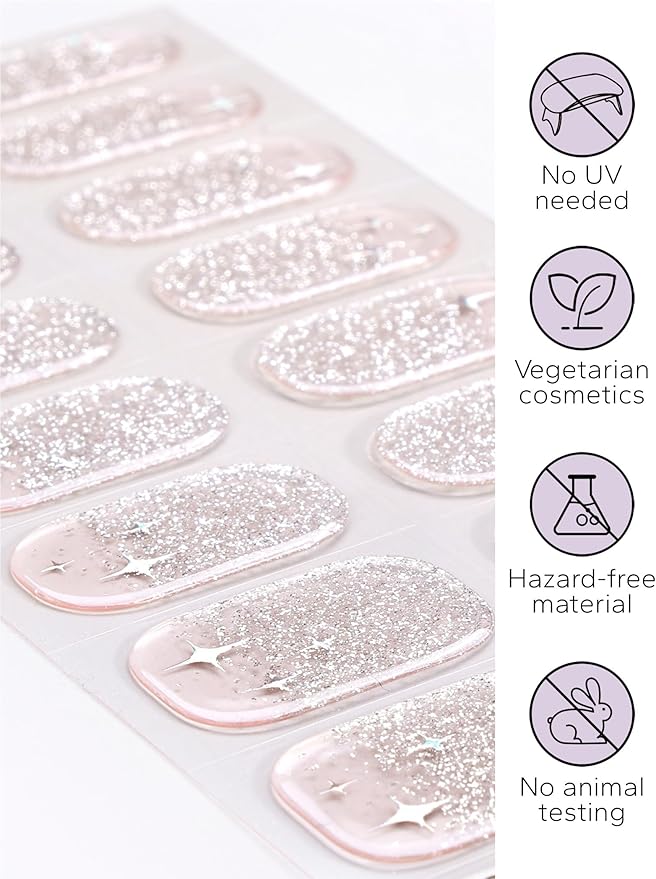 Nail Polish Strips – 32PCS UV Free Salon Quality Wraps, Long Lasting Gel Nail Stickers for Women (Nude Glow)