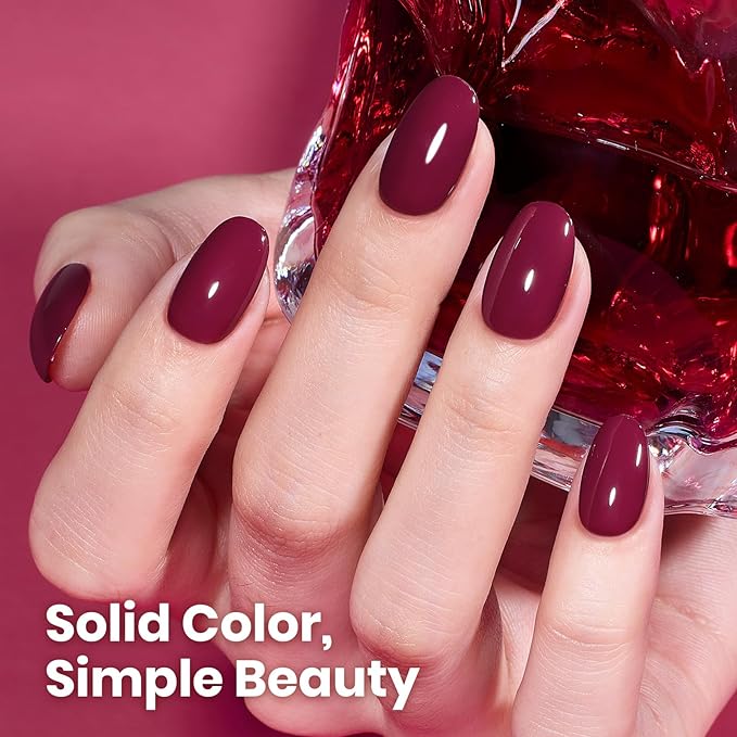Beetles Burgundy Red Gel Polish – Classic Deep Wine Red Soak Off UV LED Burgundy Gel Nail Polish with Same-Color Bottle, Long Lasting for Salon & Home Manicure