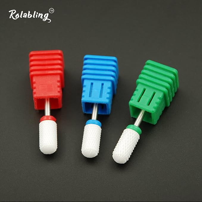 Round Head Ceramic Nail Drill Bit For Electric Nail Drill Manicure Machine Accessories Tool (Green Coarse)
