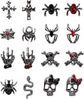 Halloween Nail Charms,32pcs Ghost Head Skull Hand Spider Web Nail Gems with Rhinestones,Retro Skeleton Spider Cross Gold Silver Alloy Nail Art Decorations for DIY Halloween Nail Design (Mixed C)