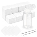 1080 + 3 Pcs Lint Free Nail Wipes Kit, Disposable Nail Polish Remover Pads Non-Woven Nails Eyelash Extensions Wipes, Nail Polish Remover Wipes with 200 ML Bottle, 2 Pcs Cuticle Pusher (White)