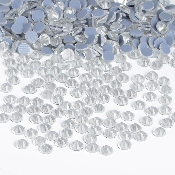 Bymitel Hotfix Crystal Rhinestones Round Gems Iron on DIY Jewelry Making Flat Back for Crafts,Clear Crystal, 1.6mm(SS4/2880pcs)