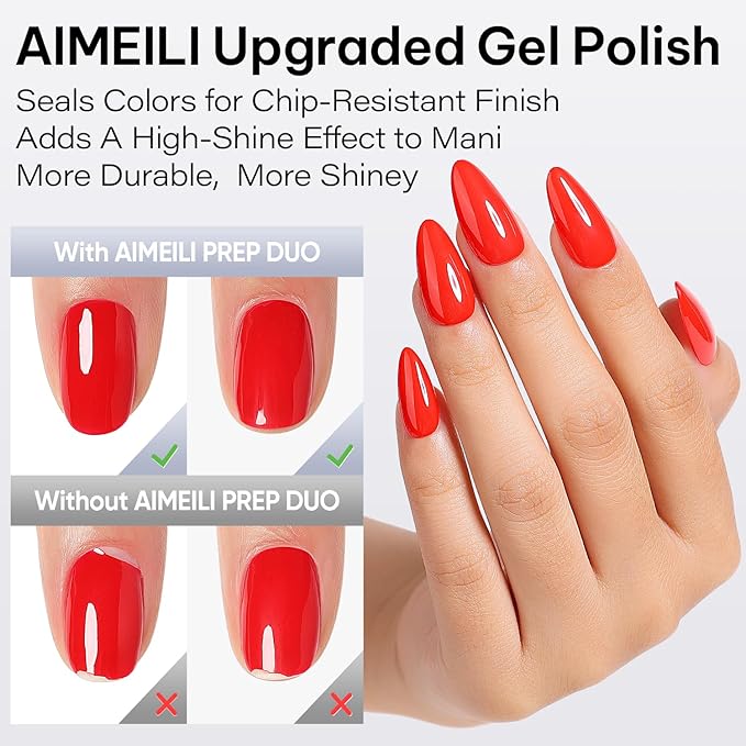 AIMEILI 3Pcs Gel Nail Glue Nail Dehydrator and Primer, Hema Free, Cruelty Free, Vegan, Clear High Gloss Gel Nail Polish Long Lasting Nail Art