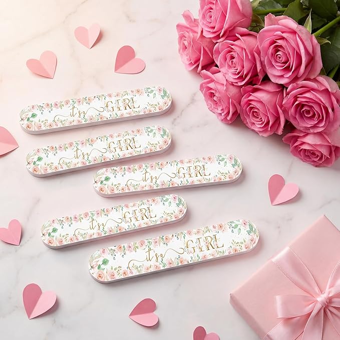 50 Pcs Floral Baby Shower Favors Decorations Baby Sower Favors Games Winners Prizes Gifts Bulk Pink Emery Board Nail Files Gender Reveal Party Favors Souvenirs Gift Bags Stuffers for Guests