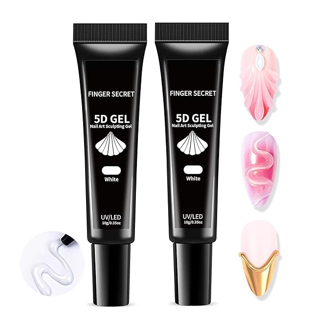2pcs 3D Nail Gel Sculpting Gel No Wipe Rhinestone Glue Gel Polish Painting Drawing for DIY Nail Art Gems Diamond Jewelry