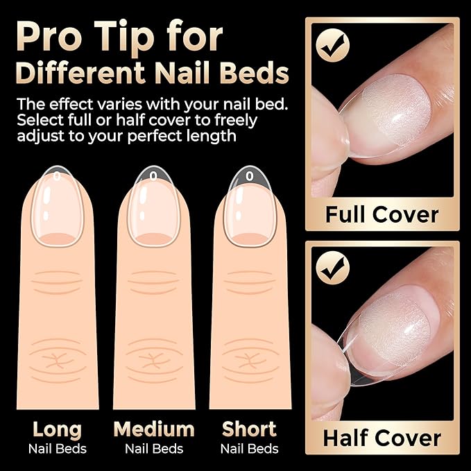 Extra Short Almond Fake Nails, 504pcs Soft Gel Pre-Shaped Acrylic Nail Tips, Half Matte Full Cover Clear Gelly Press on Flase Nail Tips for Extension Nail Manicure Home DIY 12 Sizes