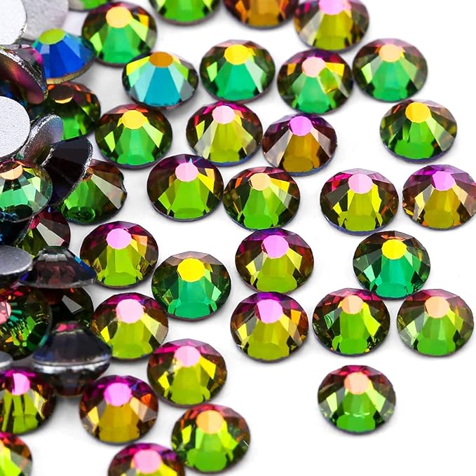 Novani Rhinestones 3000Pcs Flatback Crystal Round Loose Gemstones Glass Rhinestones for Crafts Makeup Nail Art Clothes Shoes DIY Decorations(SS6, 1.9-2.0mm,Rainbow)