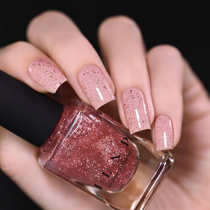 ILNP Empress - Sea Pink Metallic Nail Polish Topper, Rosy Flakes, Chip Resistant, Non-Toxic, Vegan, Cruelty Free