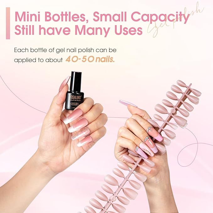 ROSALIND 24pcs Jelly Gel Polish Set with Gel Base and Matte Glossy Glitter Top Coat, 20 Colors Neutral Jelly Pink nude Sheer White Color Soak Off UV Gel Set Salon DIY