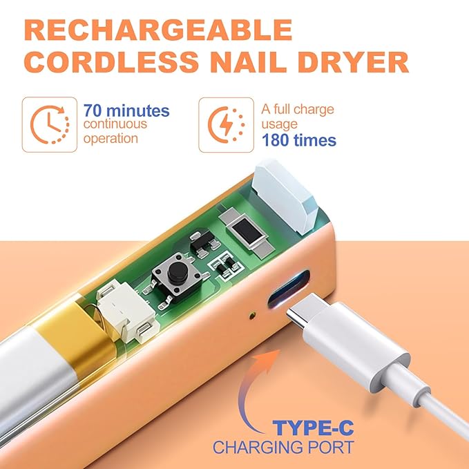 NXJ INFILILA Multi-Functional Handheld UV Light for Gel Nails with Cat Eye Magnet - Portable Flash Cure Nail Lamp for French Manicures, Detail Work, Type-C Cordless for Travel & Home Use