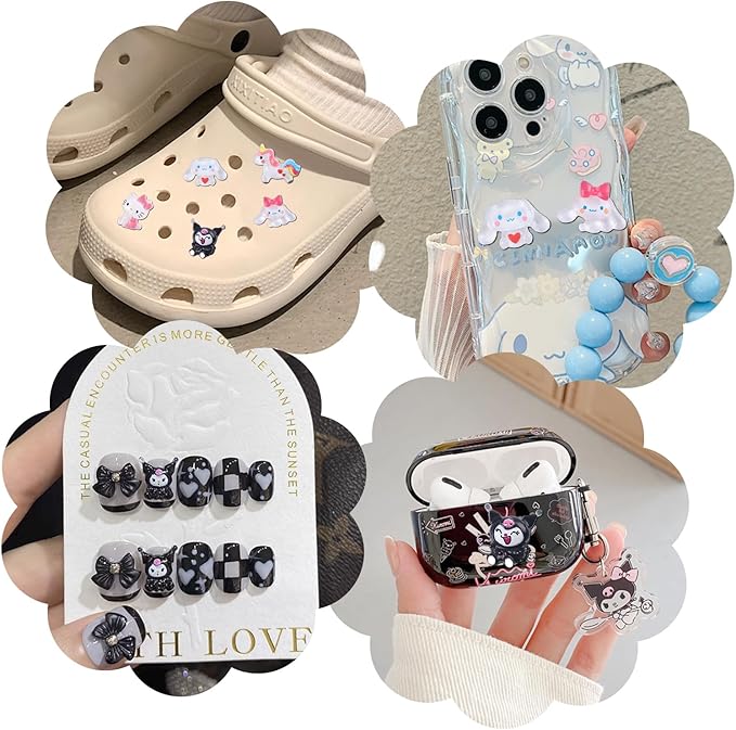 140 Pcs Nail Charms,7 Styles 3D Slime Charms Nail Decorations Flatback Resin Charm for DIY Nail Art Decorations Supplies,Hair Clips,Jewelry Making and Phone Cases Etc