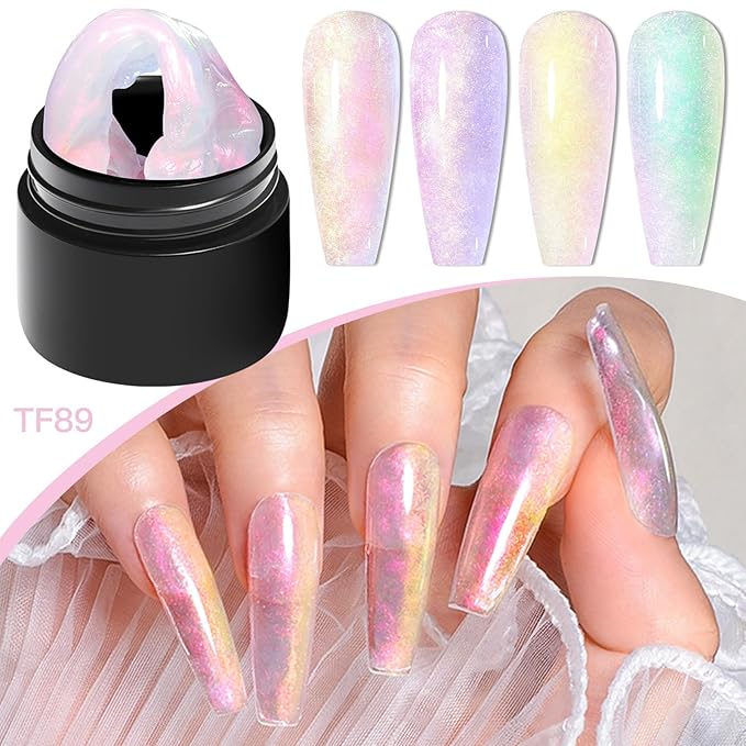 MEET ACROSS 9Pcs 3D Builder Gel Kit for Nail Art Aurora Pink Purple Non Sticky Hand Carving Extension Solid Builder Gel for Nails with Silicone Pen Manicure Kit 4 Colors