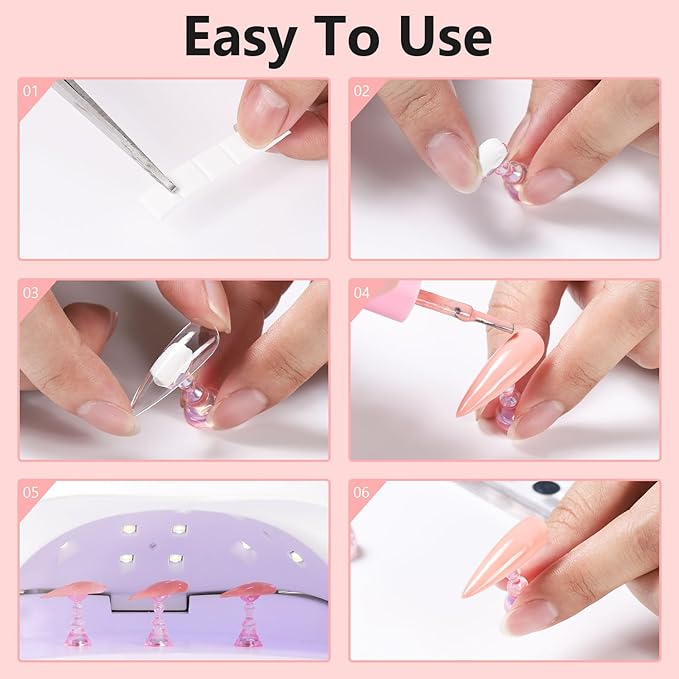 Etercycle Nail Stand Acrylic Nail Art Display Stand Practice Nail Holder for Painting Nails Practice Stands with Reusable Putty (Pink)