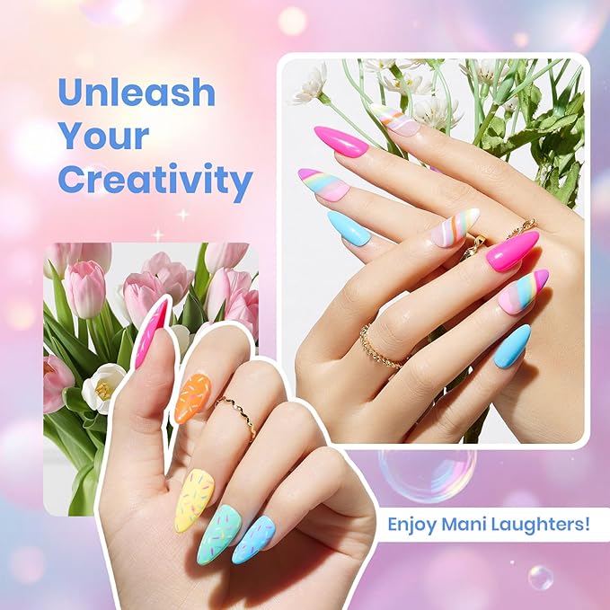 beetles Gel Nail Polish Set - 39Pcs Spring Gel Polish Pink Red Blue Purple Color Polish with Base Top Coat Soak off Uv LED Lamp Colorful Candies Manicure Kit Salon DIY Home Gifts for Women Girls