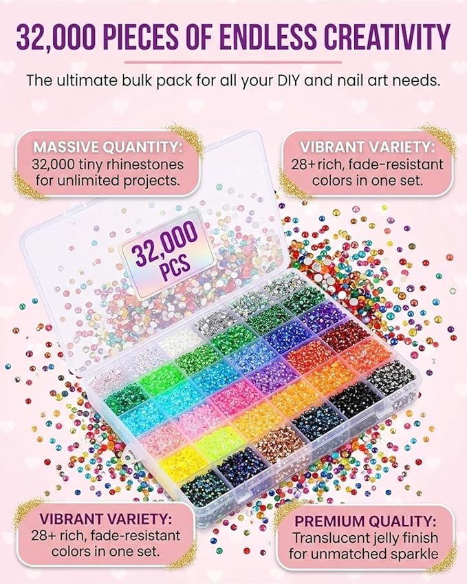 Bedazzling Kit with Rhinestones and Gems, Resin Flatback Crystals with Glue and Tools for DIY Crafts, Colorful Jelly Beads and Stones Set for Nail Art, Clothes and Accessories