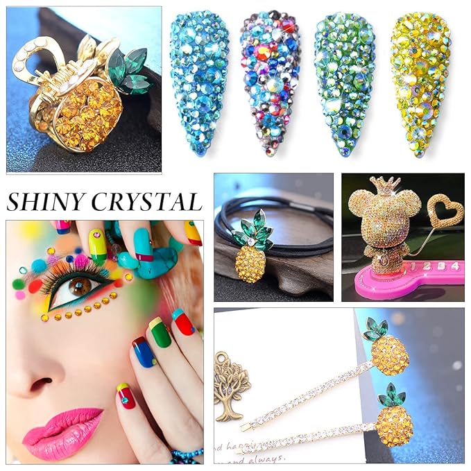 Novani Rhinestones 3000Pcs Flatback Crystal Round Loose Gemstones Glass Rhinestones for Crafts Makeup Nail Art Clothes Shoes DIY Decorations(SS8, 2.3-2.5mm,Gold Yellow)
