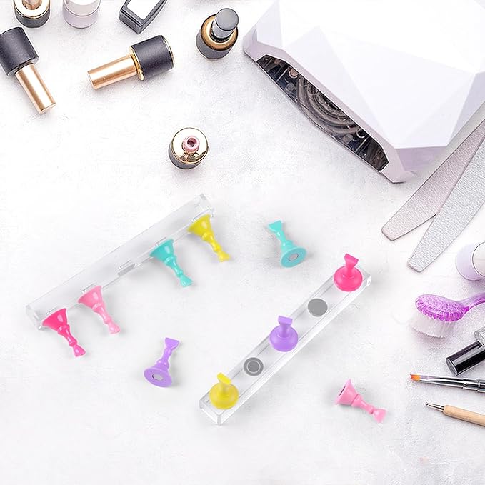JUSTOTRY 2 Sets Nail Painting Stand With Reusable Adhesive Putty Acrylic Nail Holder For Press On Nails Display Tools Kit Accessories Home DIY Salon