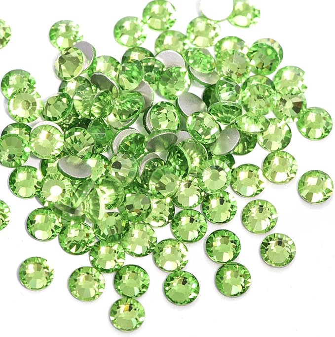 Blinginbox 1440Pieces SS6/1.9-2mm Flat Back Crystal Rhinestones Round Gems for Nail Art,SLt.Peridot