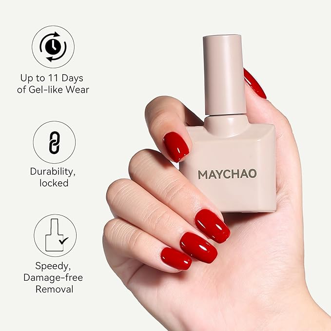 MAYCHAO Gel Base Coat and Nail Glue Set, 2 Pcs 15ml Clear Glossy No Wipe Combination for UV Light Cure Gel Nail Polish