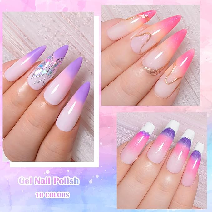 MEET ACROSS 12PCS Thermal Nail Gel Polish Kit, Temperature Shiny Color Changing Gel Polish Set, Soak Off UV Sequins Mood Changing Gel Polish Nail Art DIY Salon Manicure Gifts