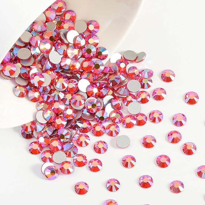 Beadsland 2880pcs Flat Back Crystal Rhinestones Round Gems for Nail Art and Craft Glue Fix,Hyacinth AB,SS10,2.7-2.9mm