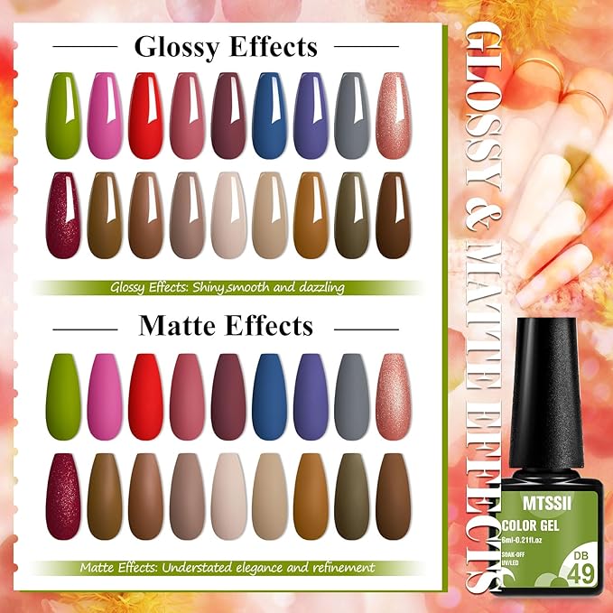 MTSSII Nude Brown Gel Nail Polish Set 18 Colors Gel Nail Set Red Blue Soak Off UV/LED Nail Polish Kit Nail Art Design Salon Home Gifts for Women