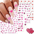 winthrop 8 Sheets Valentine's Day Nail Art Stickers, Charming Heart Lips High Heels 3D Trendy Design Self-Adhesive Pink Nail Art Decals, DIY Manicure Decoration Supplies Accessories for Women Girls