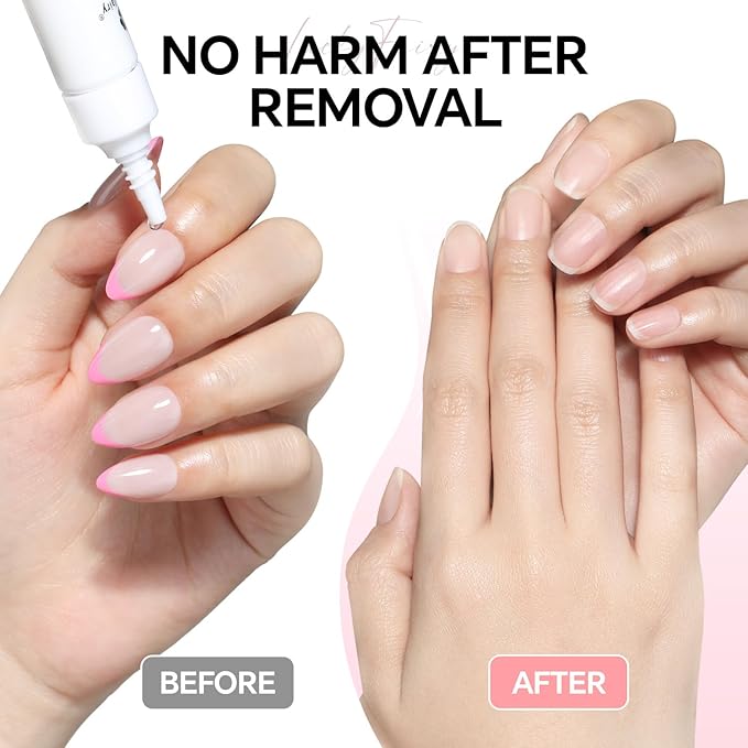 Nail Glue Remover for Press on Nails: Quick Removal Acrylic Nails Semi Solid Nail Glue Acetone-Free, Not for Gel Polish Base Coat Easy Removal Fake Nails, 2Pcs*12ml