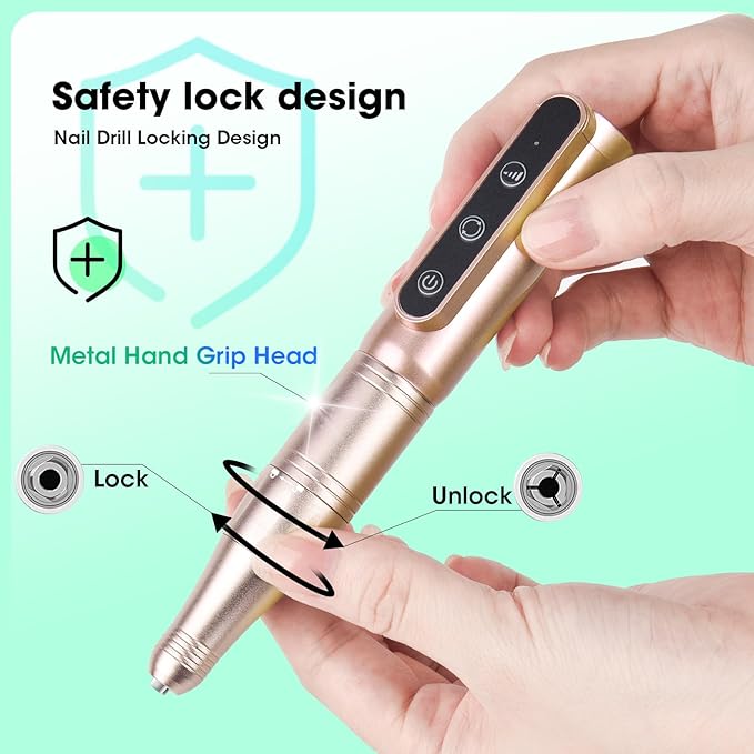 Nail Drill Cordless Professional E Filer for Nails 32000RPM Electric Nails Drill Kit Nail Drill Professional Wireless Nail File Drill Rechargeable Electric Nail File for Acrylic Gel Nails