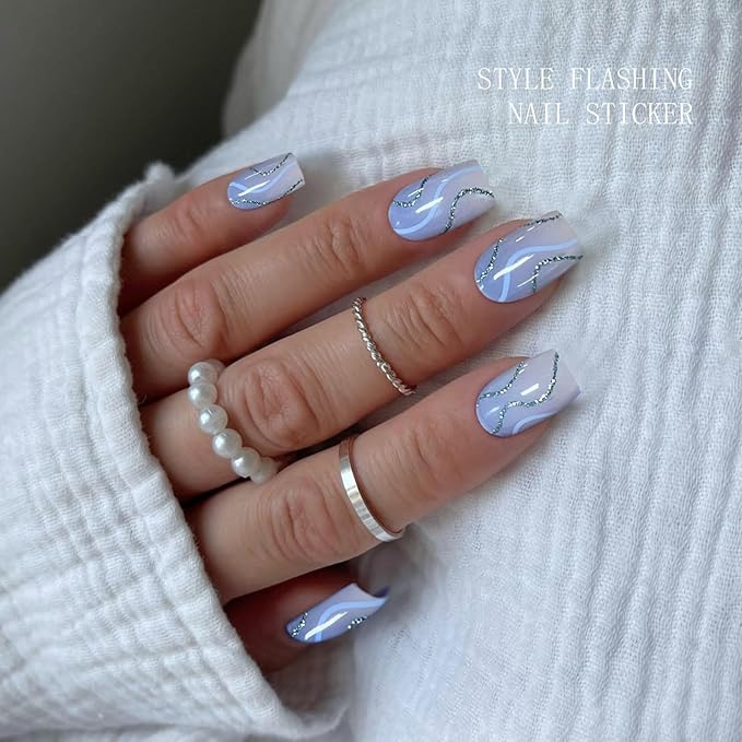 JMEOWIO Gel Nail Stickers French Tip Gradient Semi Cured Gel Nail Strips Wraps UV/LED Nails Art Design Decoration Accessories