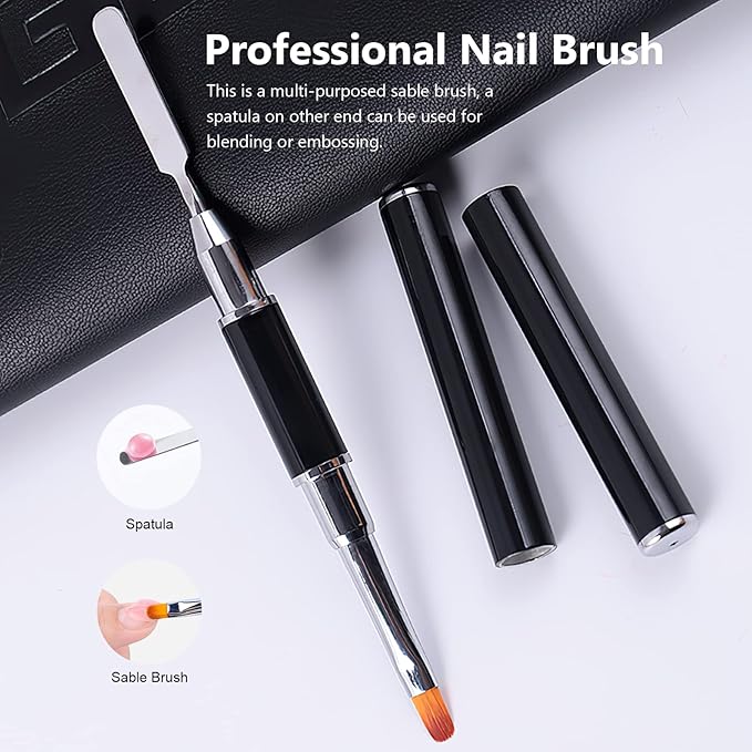 X&D Gel Nail Polish Kit - UV Polygel 2 Bottles Quick Dry 100g Natural Clear Color Nail Extension with Nail Forms, File, Acrylic Brush (Transparent & Nude Pink)