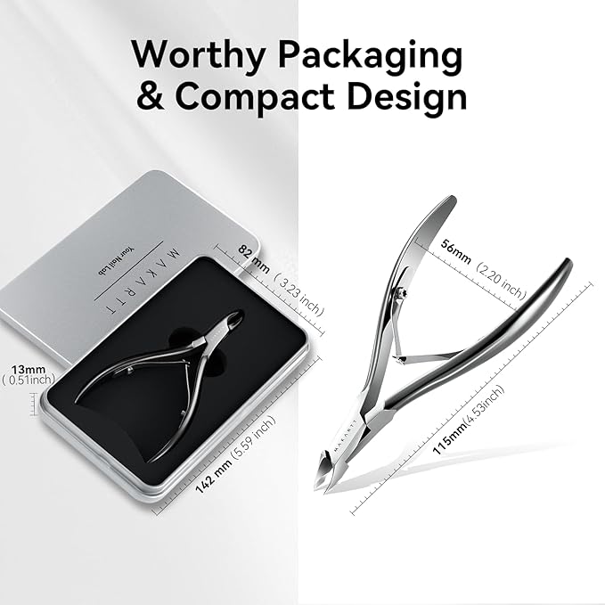 Makartt Professional Cuticle Nipper: 1/2 Jaw Precision Cuticle Trimmer for Beginners & Nail Technicians, 5mm Short Blade, Rust-Resistant Stainless Steel, Salon & Detailed Nail Art Use (Titanium Black)
