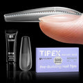 Tipex Instant Apex Gel Nail Tips Kit – 500pcs Pre-Etched Sculpted Long Coffin Acrylic Nail Tips, Thicker Full Cover Press-On Nails for Flat Nails, 30g/1.06oz UV Nail Glue Included