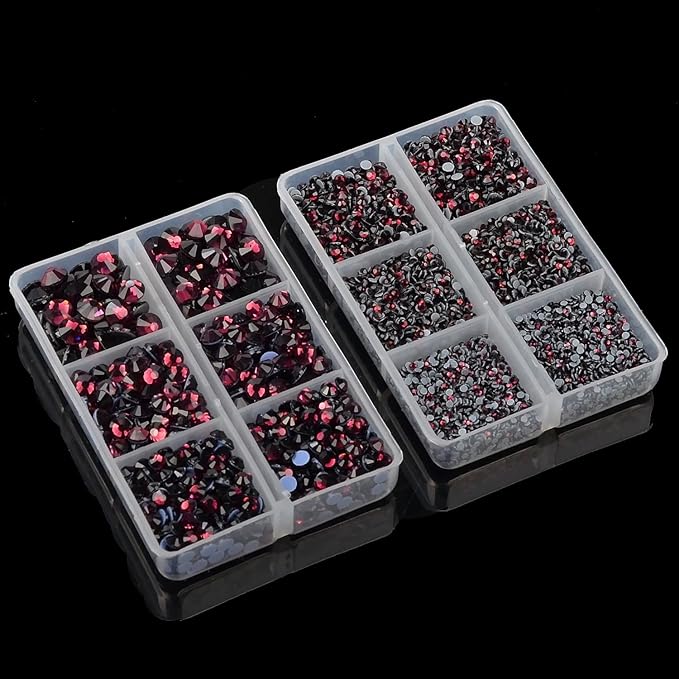 10000Pcs 2-Boxes Mixed Size Hot Fix Round Crystals Gems Glass Stones Hotfix Flat Back Rhinestones with Tweezers and Picking Pencil (Amethyst)