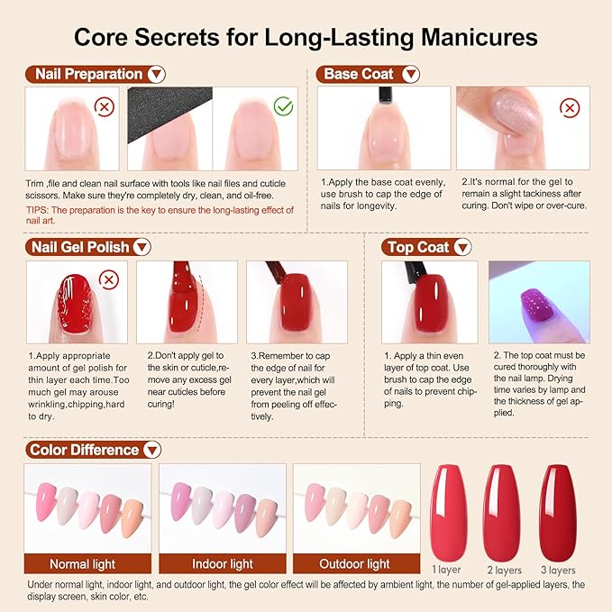 Peacecolor Fall Gel Nail Polish Set, 26PCs Gel Polish Kit 20 Colors Glitter Brown Red Orange 5PCs Matte/Glossy/Glitter Top Base Coat Nail Files Manicure Starter Kit Gifts for Women