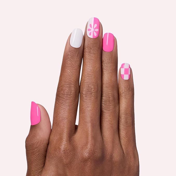 Dashing Diva Glaze Nail Strip Set - London2K - Long Lasting, Chip Resistant, Semi-Cured Gel Nail Strips - Summer Gel Set - 4-Piece Manicure Kit with 32 Strips