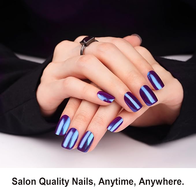 DANNI & TONI Semi Cured Gel Nail Strips Cranberry Chrome (Wine Flash) Color-Shifting Gel Nail Stickers 28 Stickers Gift for Woman