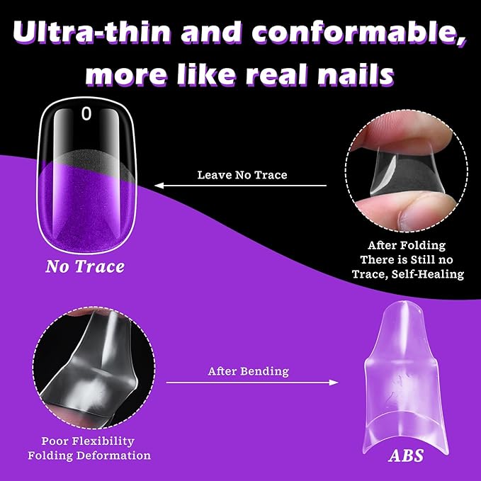 LoveOurHome 360pc Medium Squoval Nail Tips Clear Fake Nails Soft Gel Nail Tips Full Cover Round Square Acrylic Nails Clear Press on Nails Medium False Fingernail 15 Sizes for Gel Nail Extension