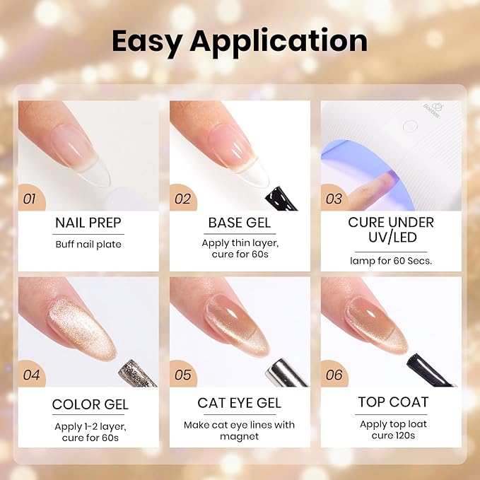 Beetles Buttercream Dream Nude Cat Eye Gel Nail Polish - 15ML Nude Gel Polish Cat Eye Base Color Glitter Magnetic Translucent Glassy Effect Soak Off UV French Nail Art DIY Manicure Gifts for Wome
