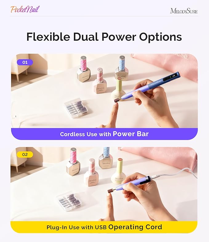 MelodySusie PocketNail Pen-Shaped Cordless Modular Nail Drill, Extended Kit, PC100GR 20000RPM Slim Portable Rechargeable Electric File for Nail Care & Gel Removal at Home for Beginners, Athens Blue