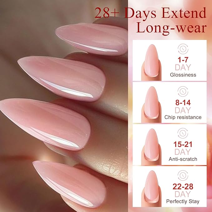Poly Extension Gel Nail Kit, White Nude Pink Builder Enhancement Nail Gel with Dual-Ended Brush, Nail Dual Forms for Polygel Nail Art Salon DIY at Home Beginner Kit